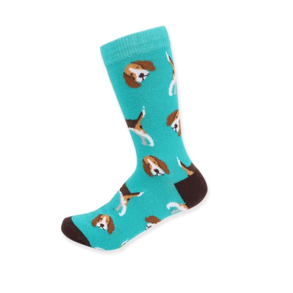 Women's Novelty Beagle Dog Socks Turquoise - Picture 1 of 2